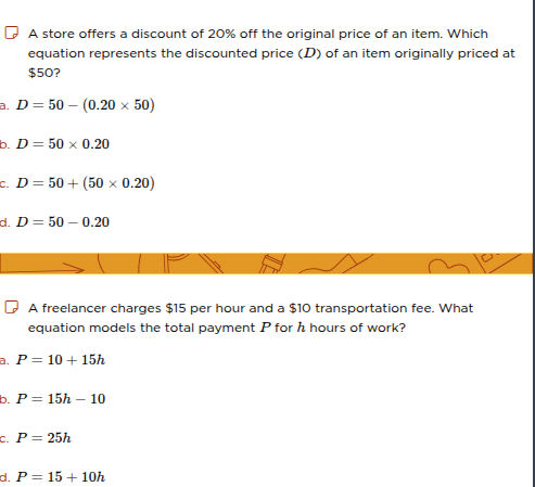 a store offers a discount of 20% off the original price of an item. whi…