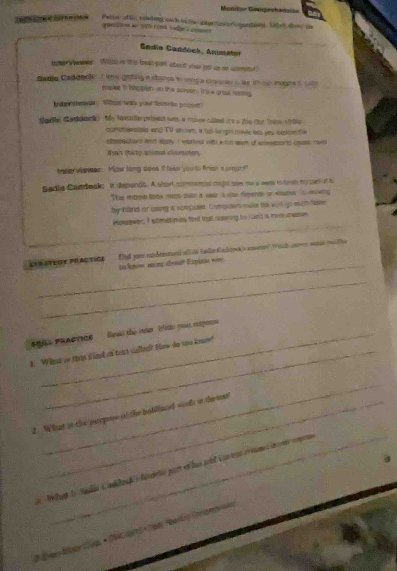 monitor comprehension before office reading, such as the questions. thi…