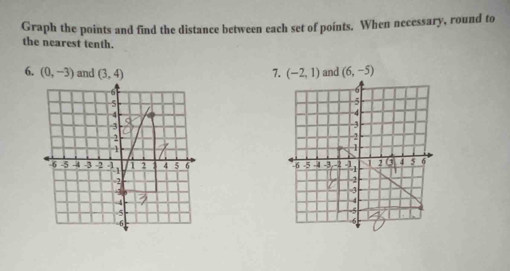 graph the points and find the distance between each set of points. when…