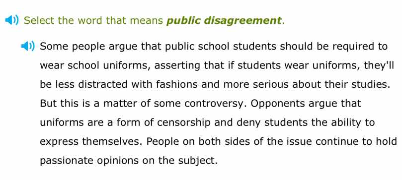 select the word that means public disagreement. some people argue that …