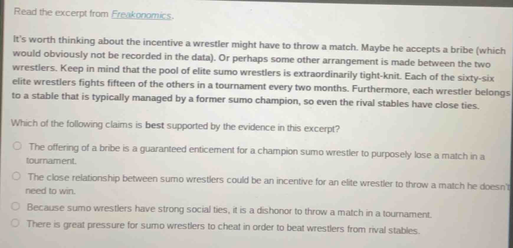 read the excerpt from freakonomics. its worth thinking about the incent…