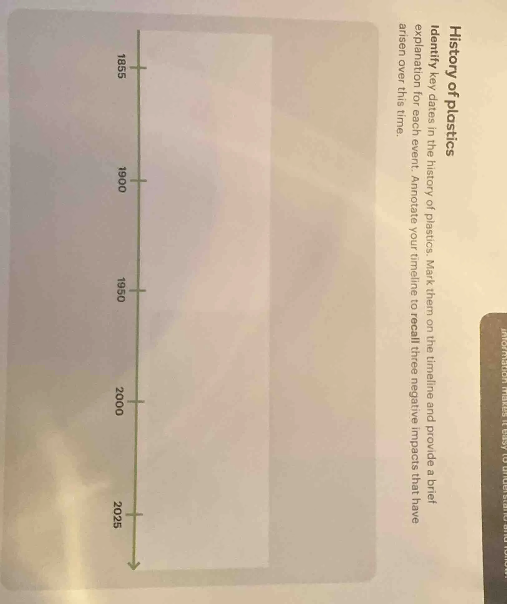 history of plastics identify key dates in the history of plastics. mark…