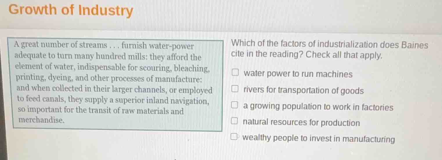 growth of industry a great number of streams... furnish water - power a…