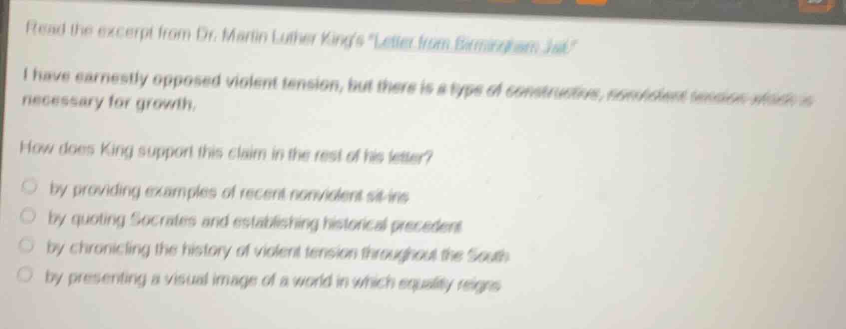 read the excerpt from dr. martin luther king’s \letter from birmingham …