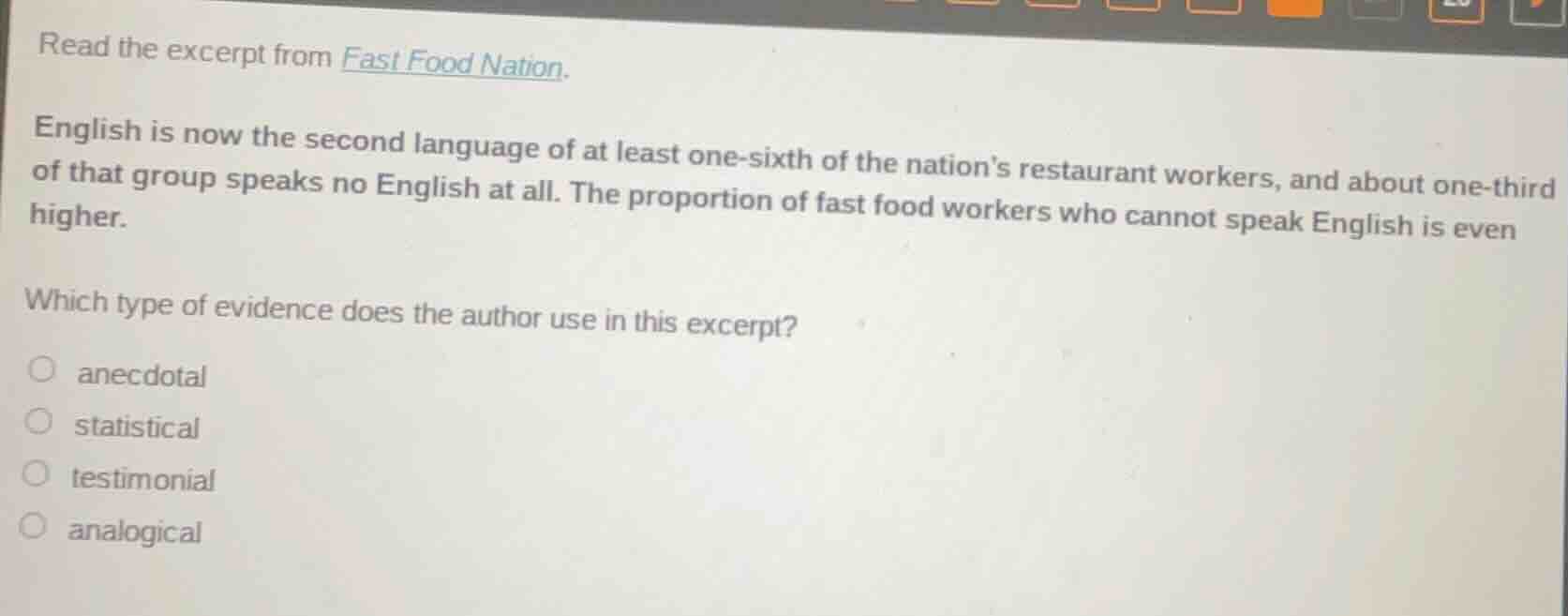 read the excerpt from fast food nation. english is now the second langu…