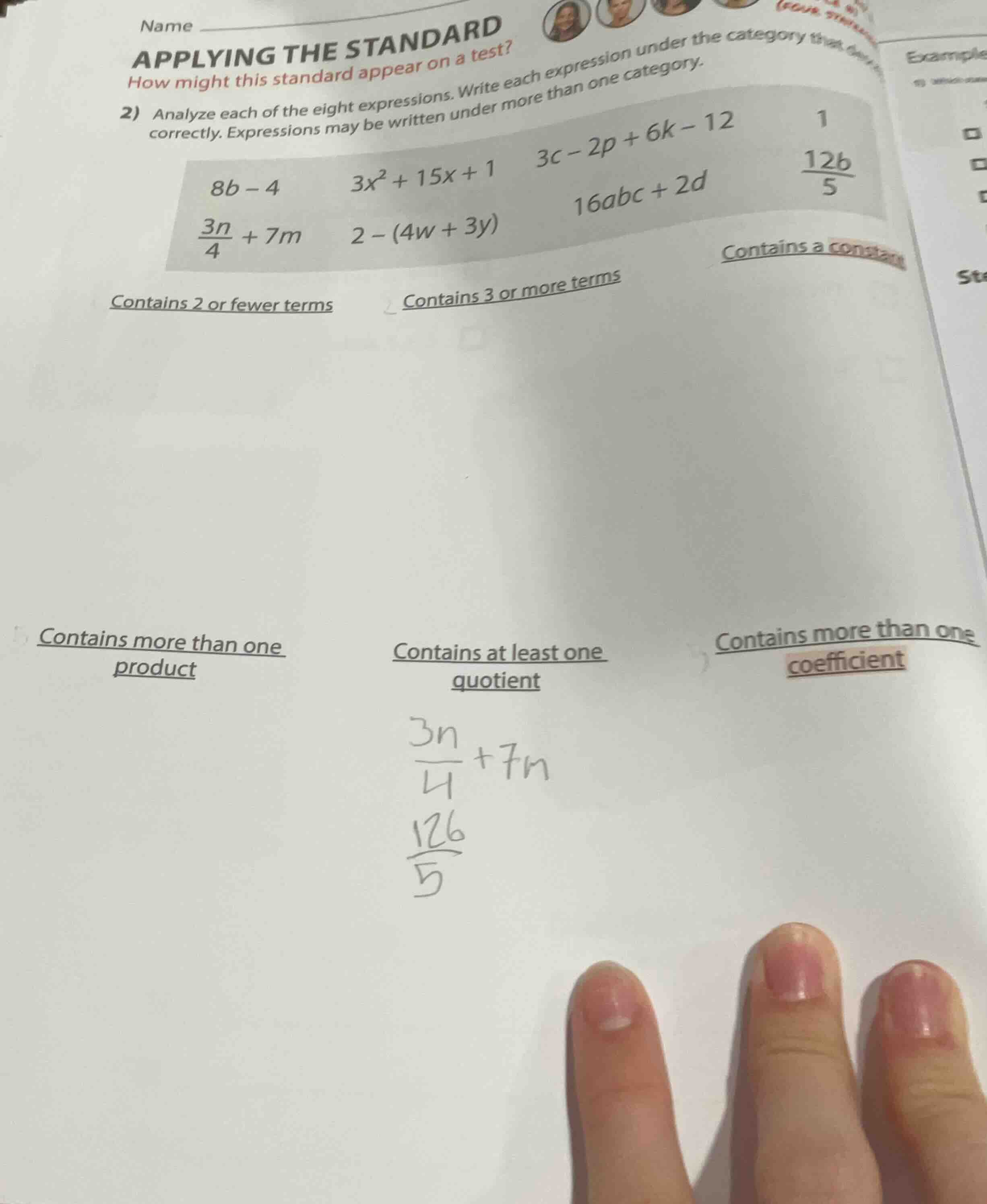 name applying the standard how might this standard appear on a test? 2)…