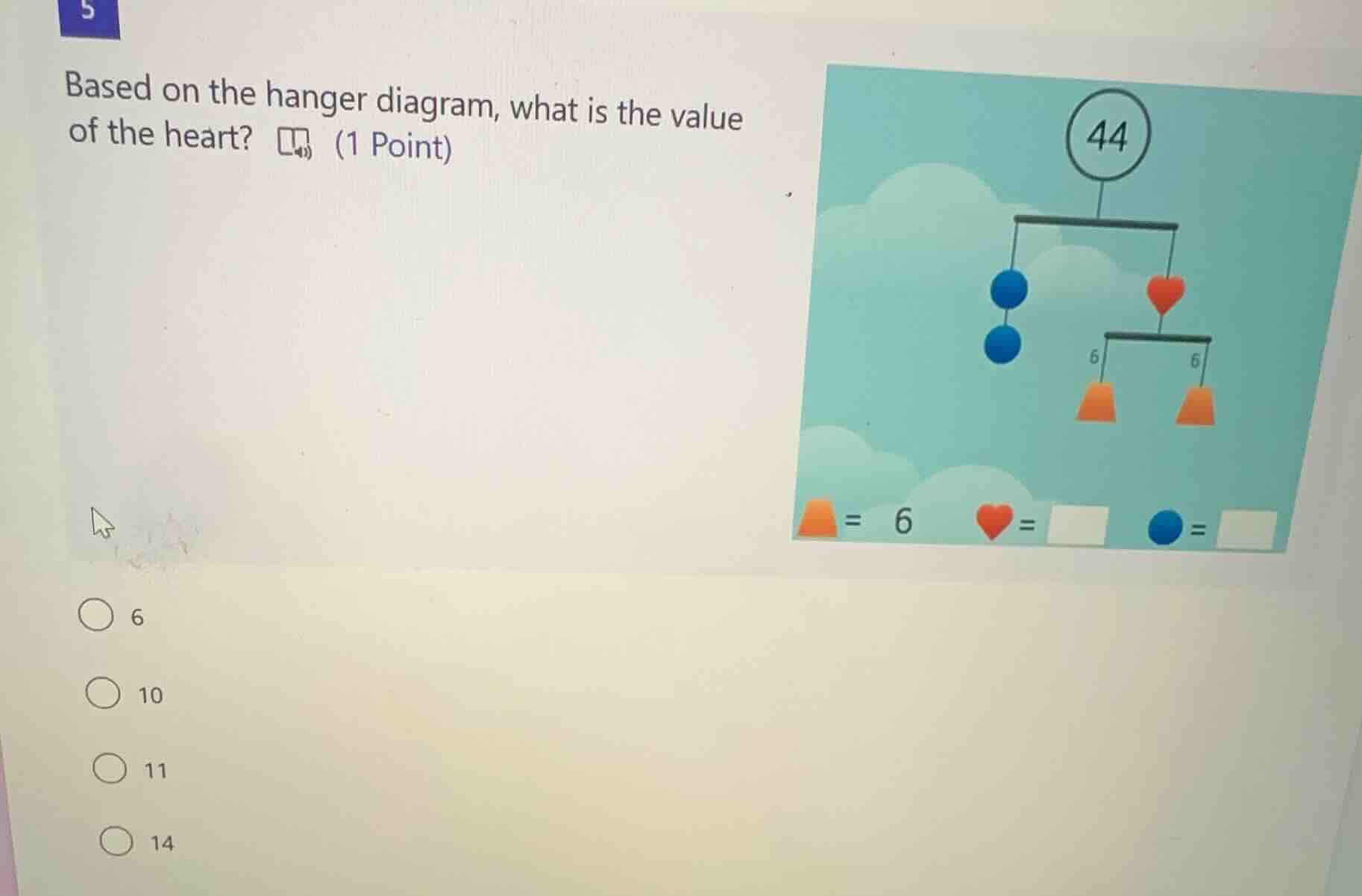 5 based on the hanger diagram, what is the value of the heart? (1 point…