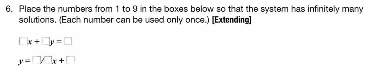 6. place the numbers from 1 to 9 in the boxes below so that the system …