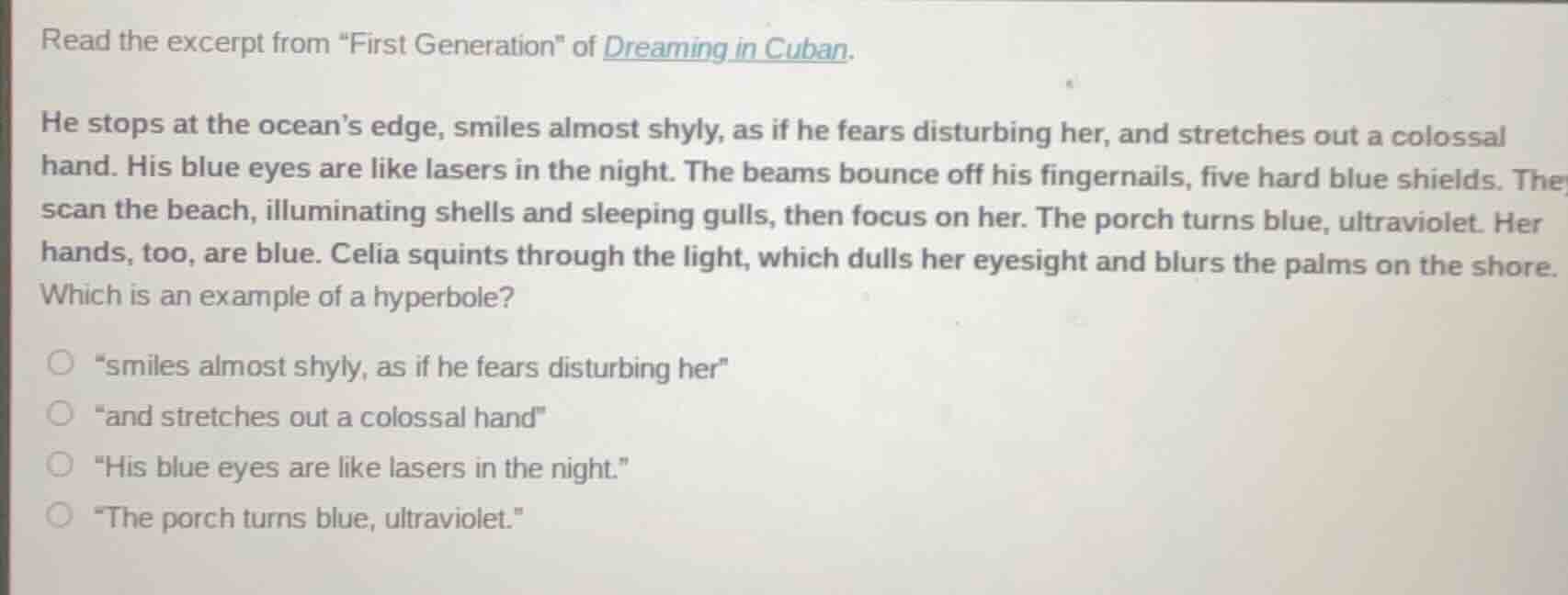 read the excerpt from \first generation\ of dreaming in cuban. he stops…