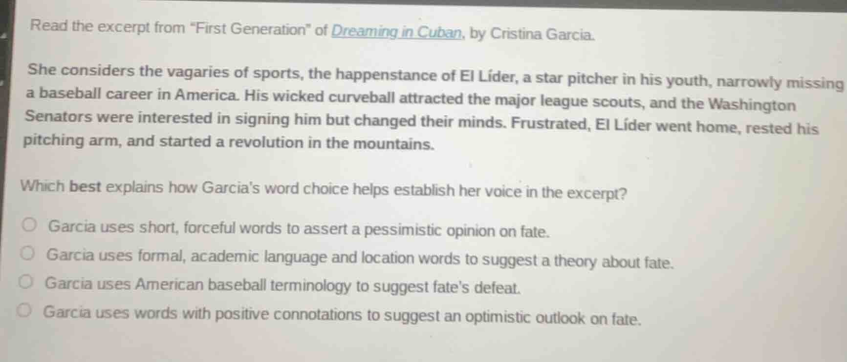 read the excerpt from \first generation\ of dreaming in cuban, by crist…