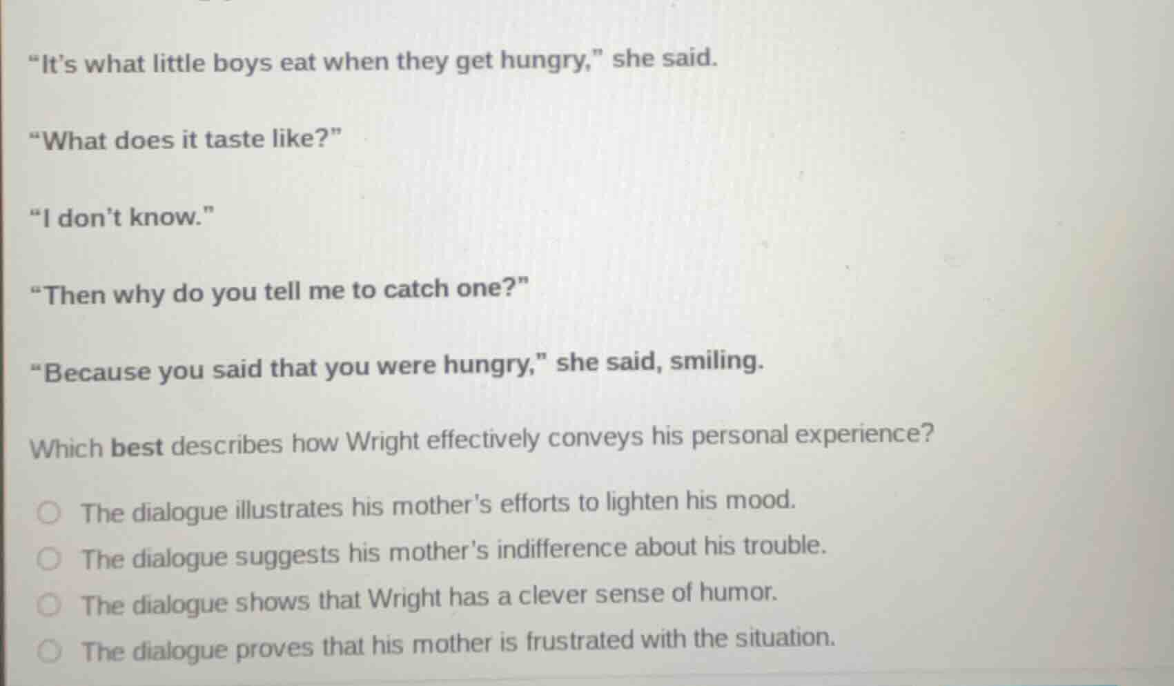 “it’s what little boys eat when they get hungry,” she said. “what does …