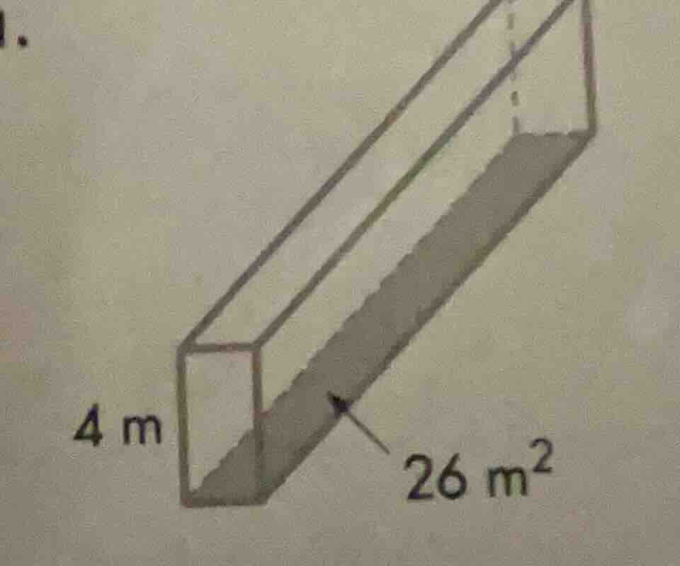 1. 4 m, 26 m² (with a rectangular prism image)