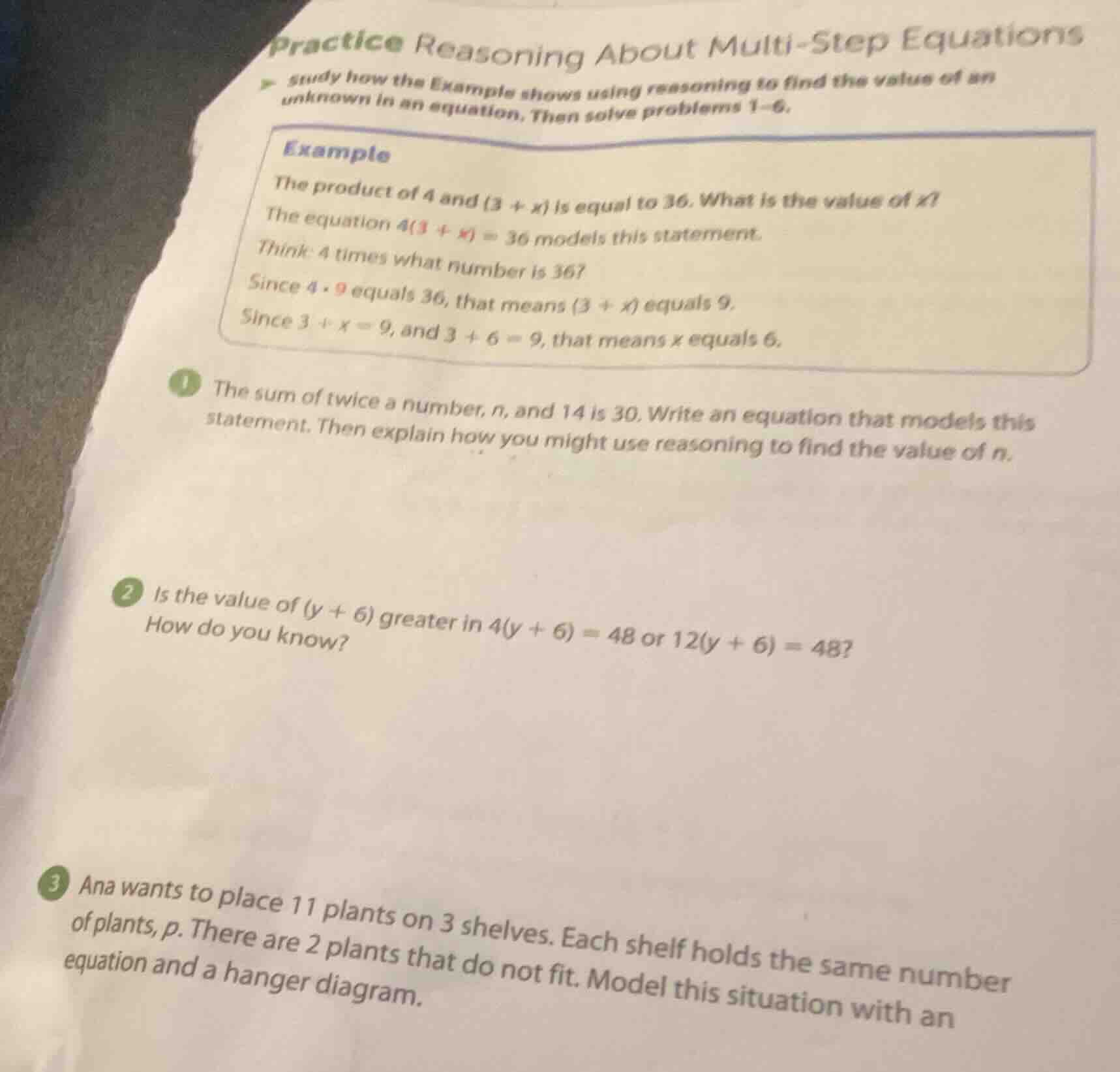 practice reasoning about multi - step equations - study how the example…