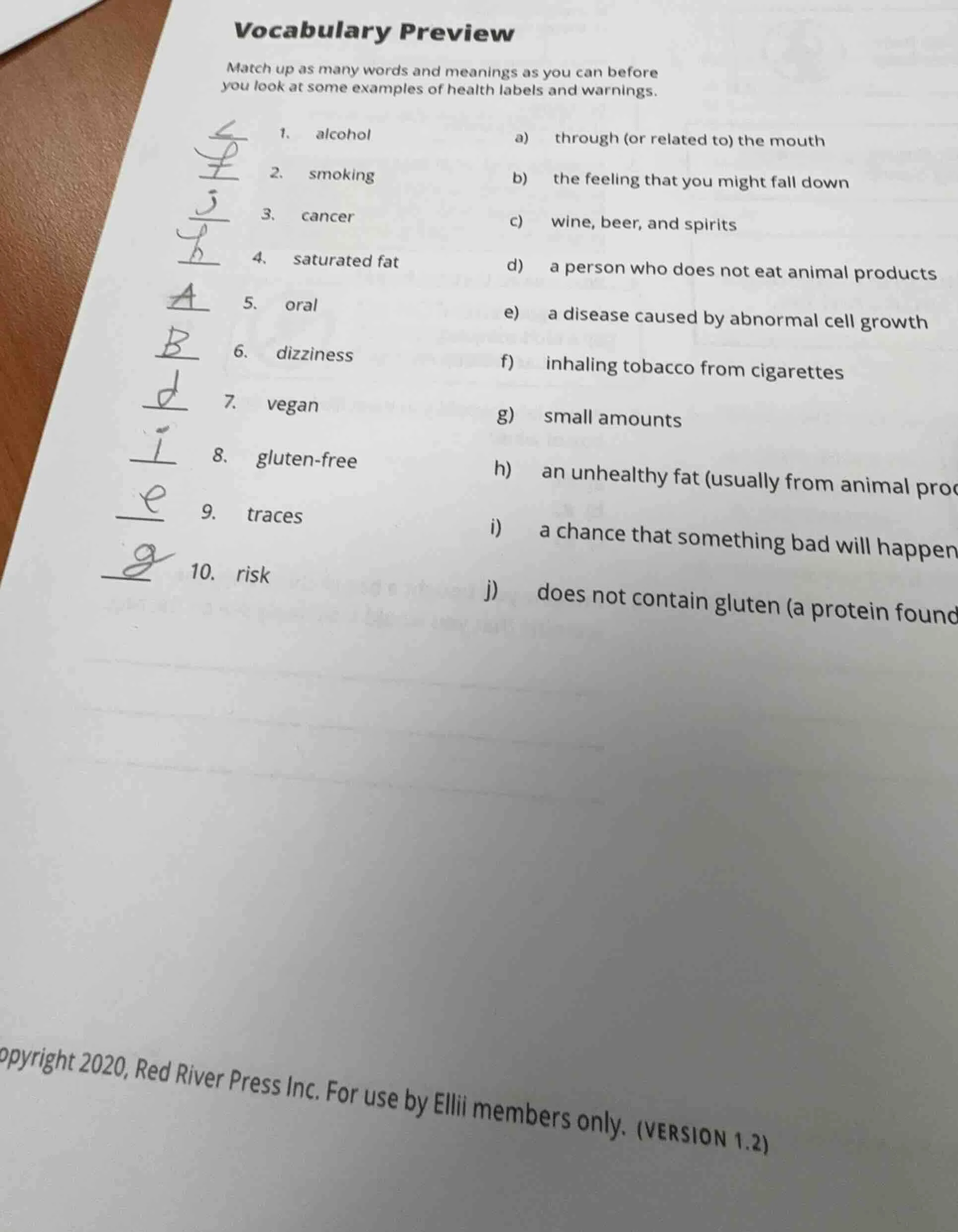 vocabulary preview match up as many words and meanings as you can befor…