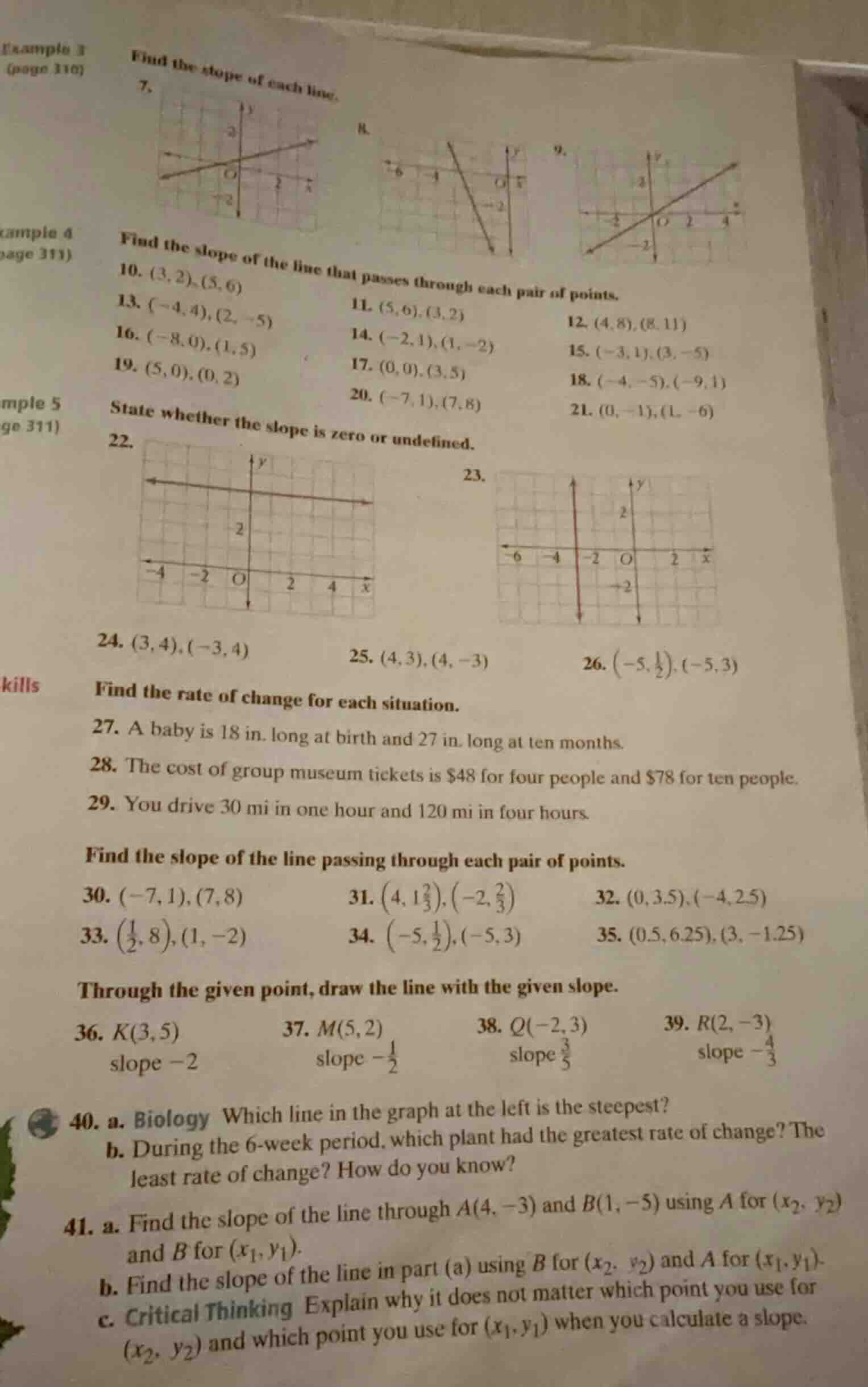 example 3 (page 110) find the slope of each line. 7. 8. 9. example 4 (p…