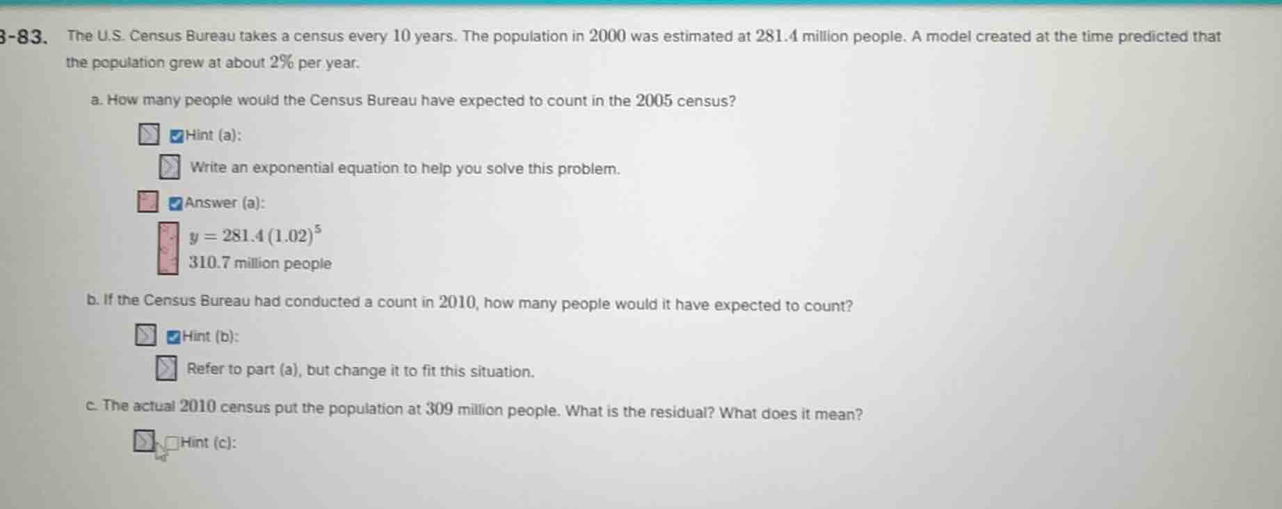 8 - 83. the u.s. census bureau takes a census every 10 years. the popul…