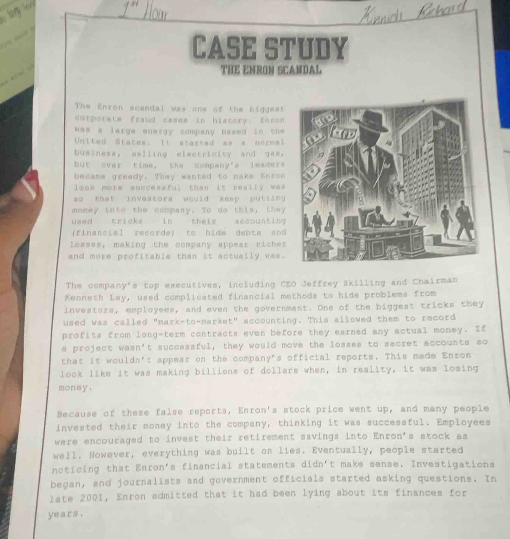 case study the enron scandal the enron scandal was one of the biggest c…