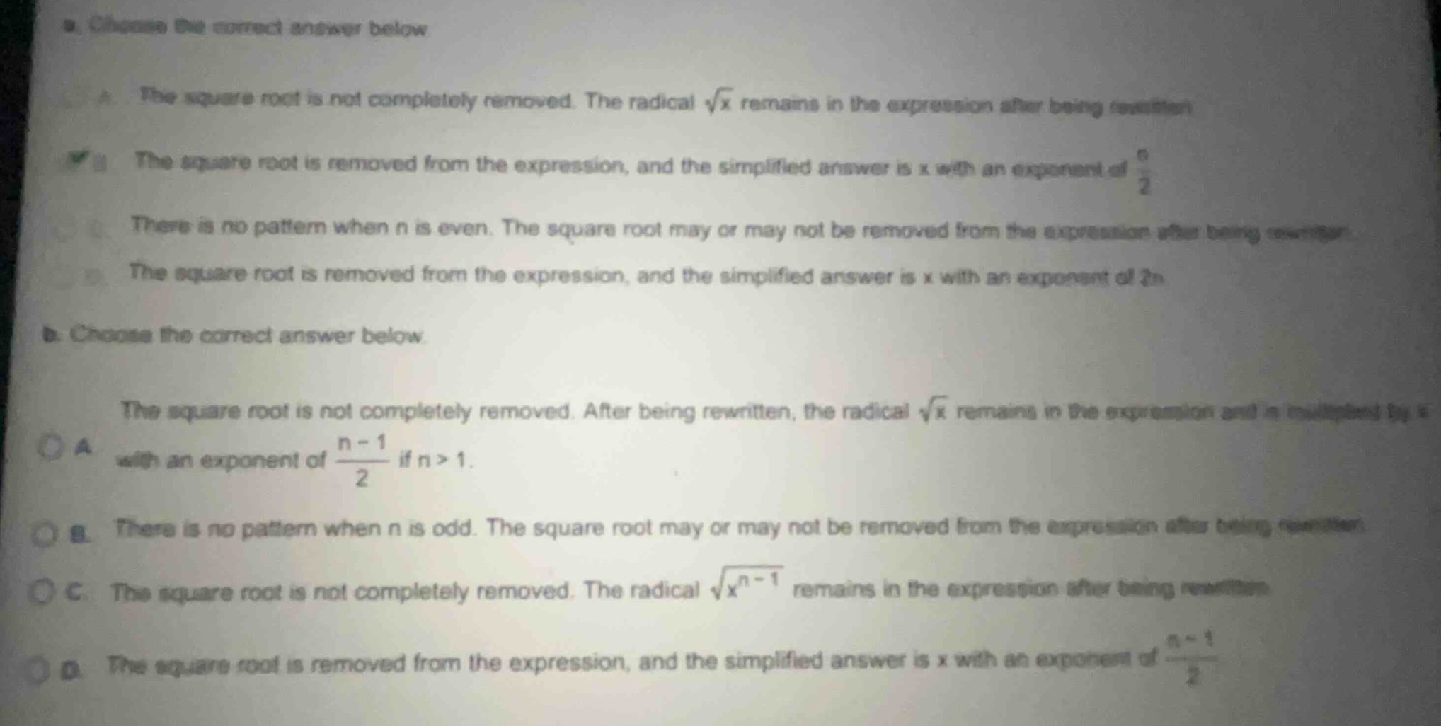 a. choose the correct answer below a. the square root is not completely…