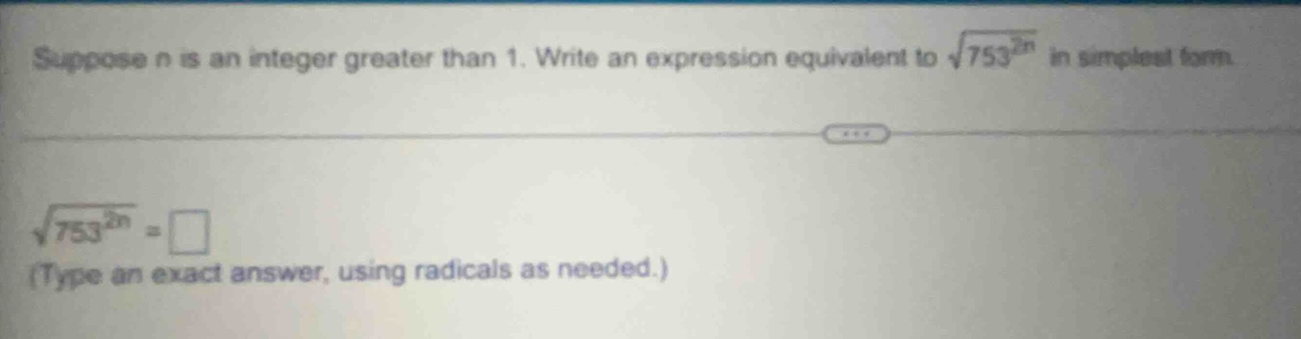suppose n is an integer greater than 1. write an expression equivalent …