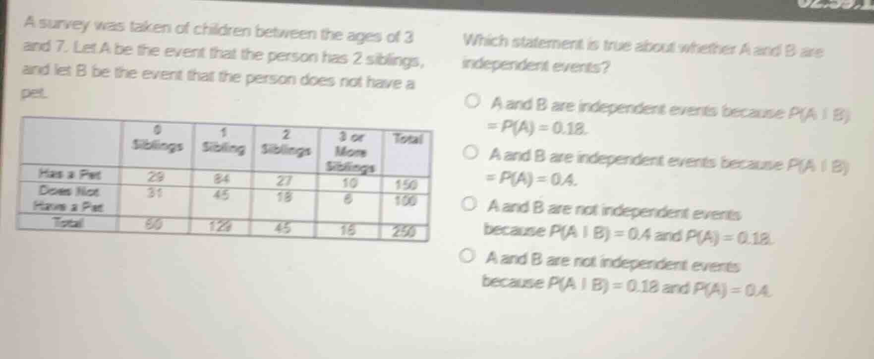 a survey was taken of children between the ages of 3 and 7. let a be th…