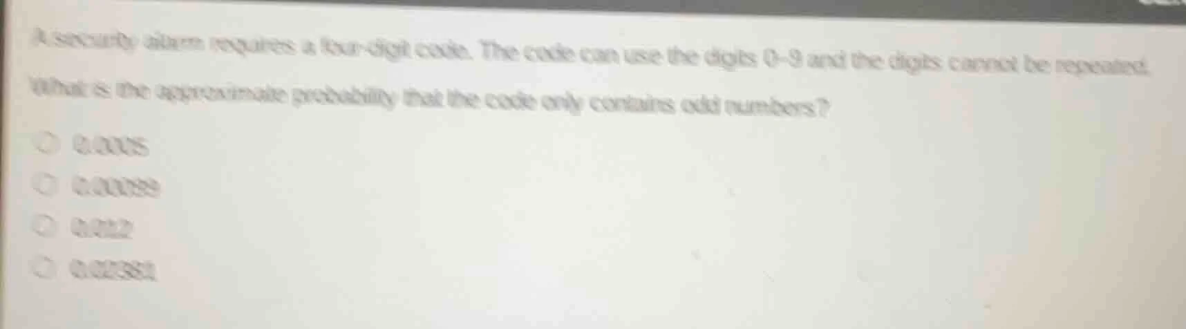 a security alarm requires a four - digit code. the code can use the dig…