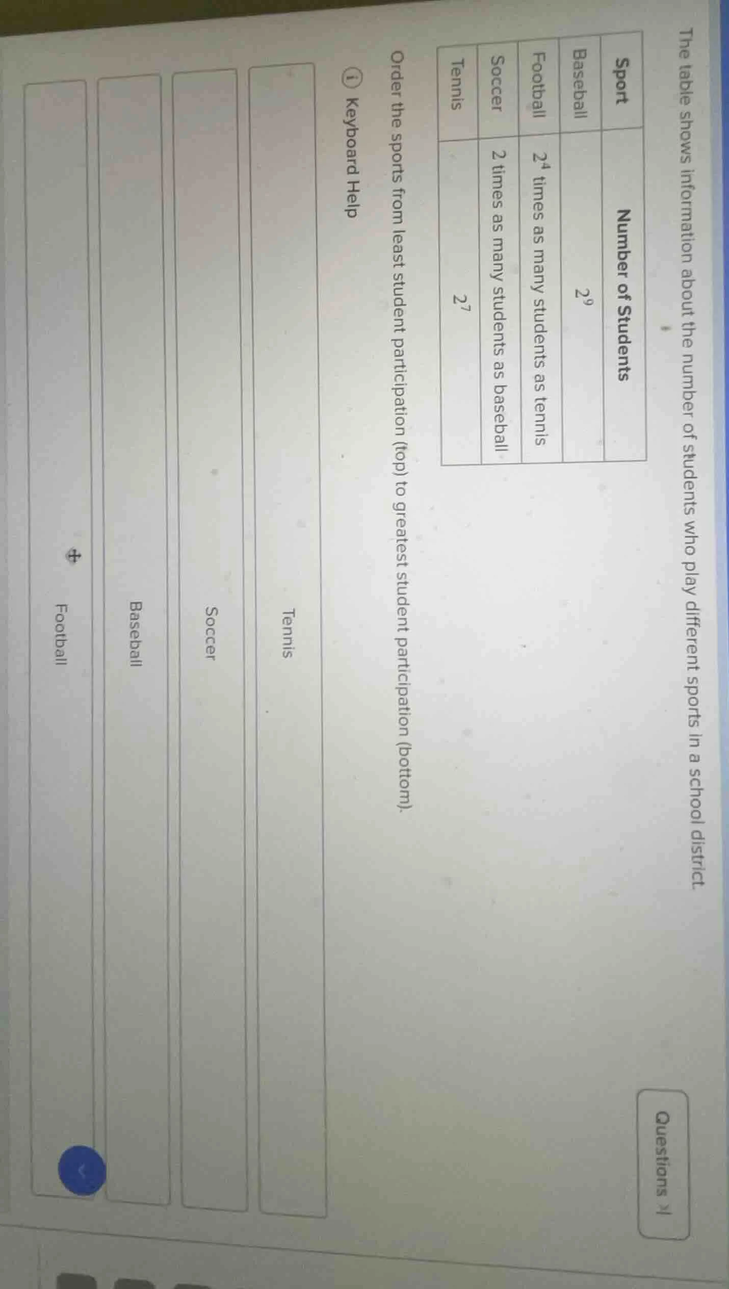 the table shows information about the number of students who play diffe…