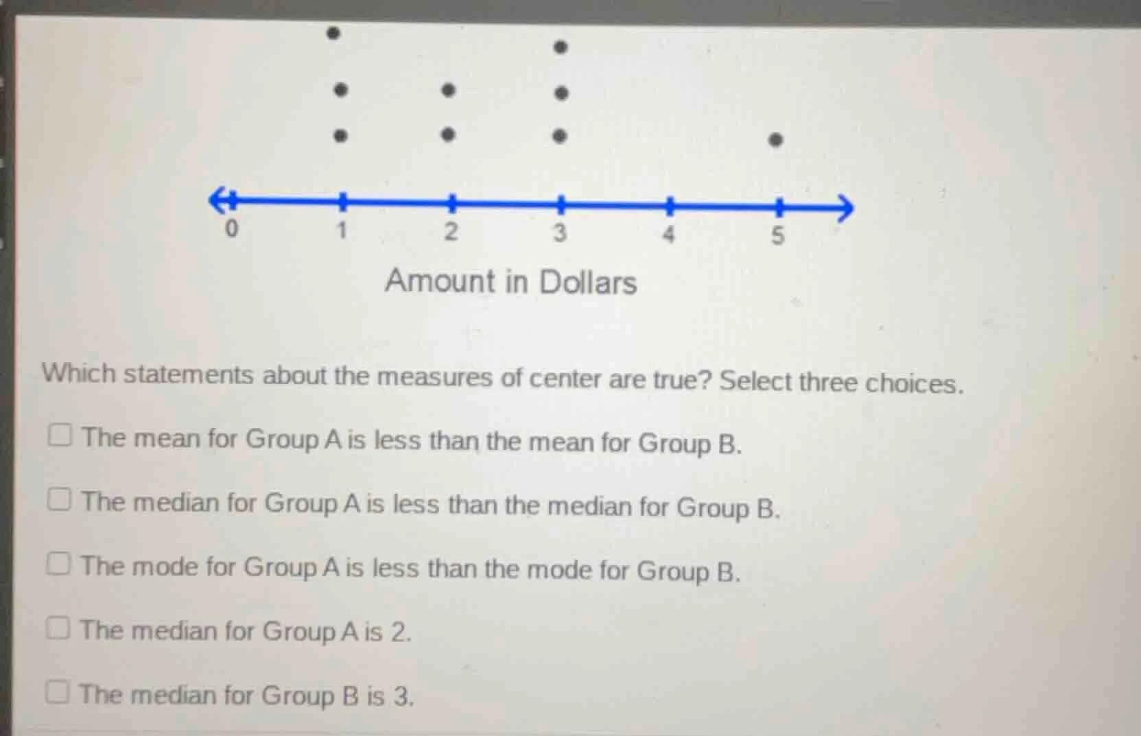 which statements about the measures of center are true? select three ch…