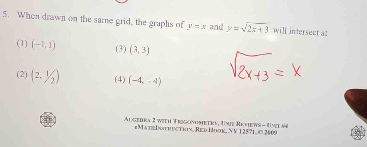 5. when drawn on the same grid, the graphs of $y = x$ and $y = \\sqrt{2…