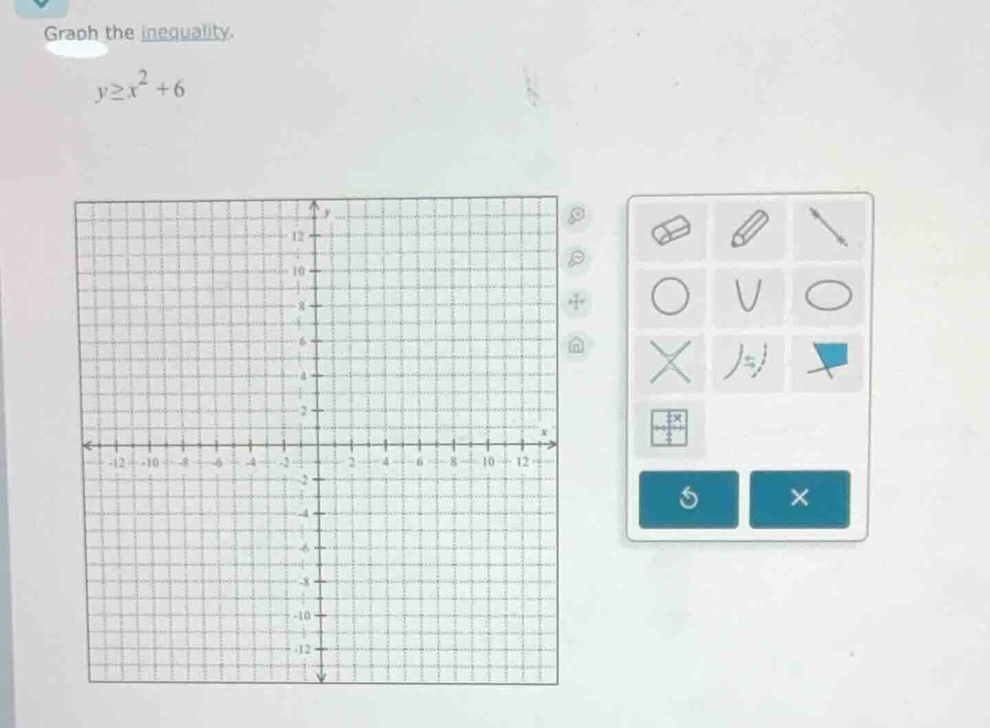 graph the inequality. y≥x² +6