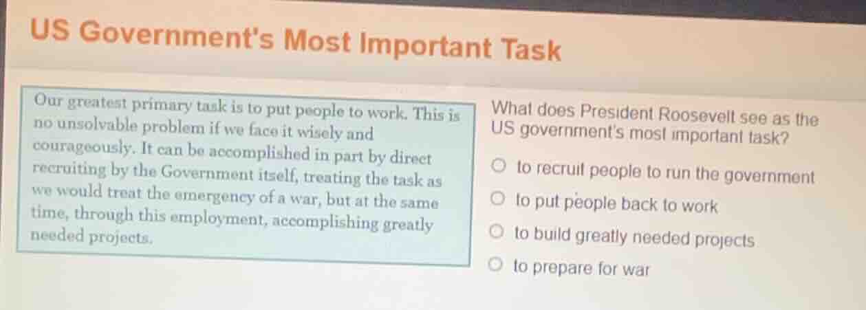us governments most important task our greatest primary task is to put …