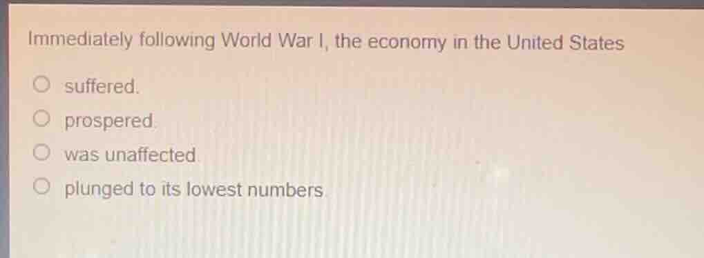 immediately following world war i, the economy in the united states suf…