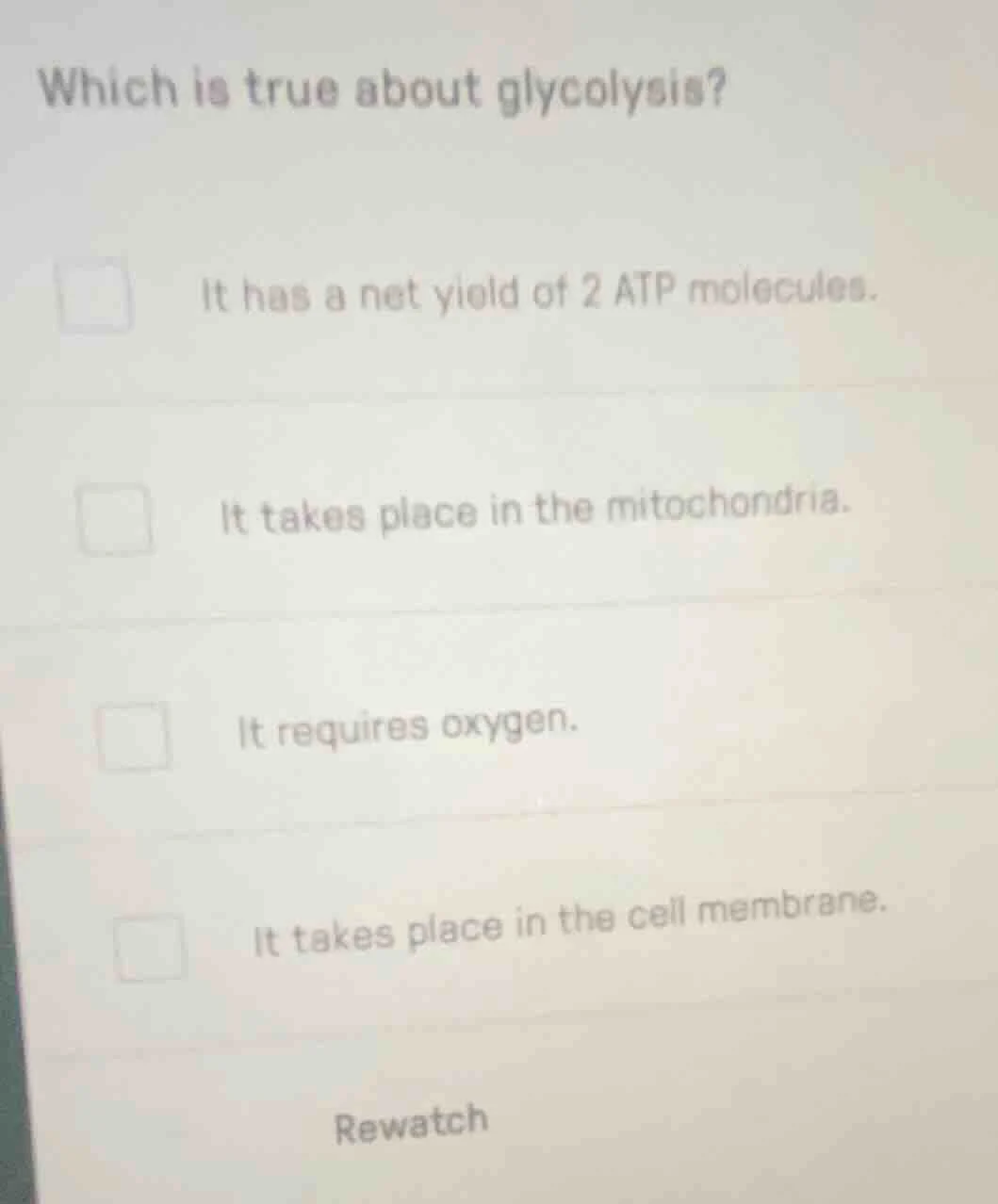 which is true about glycolysis? it has a net yield of 2 atp molecules. …