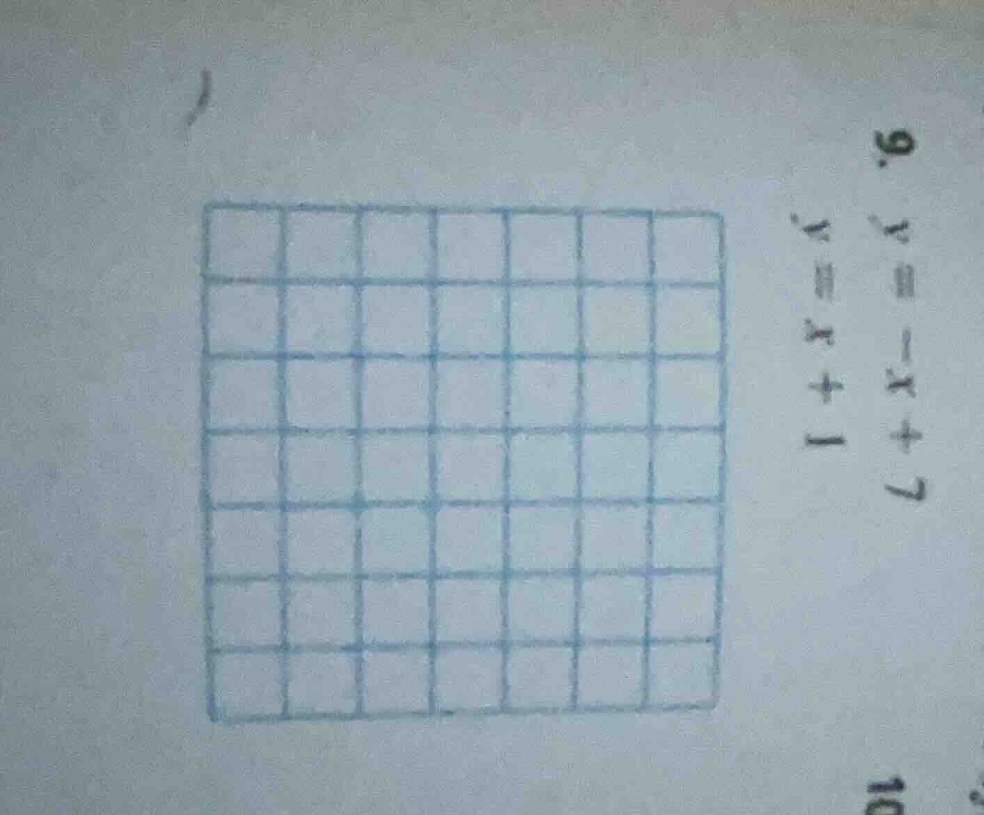 9. $y = -x + 7$ $y = x + 1$
