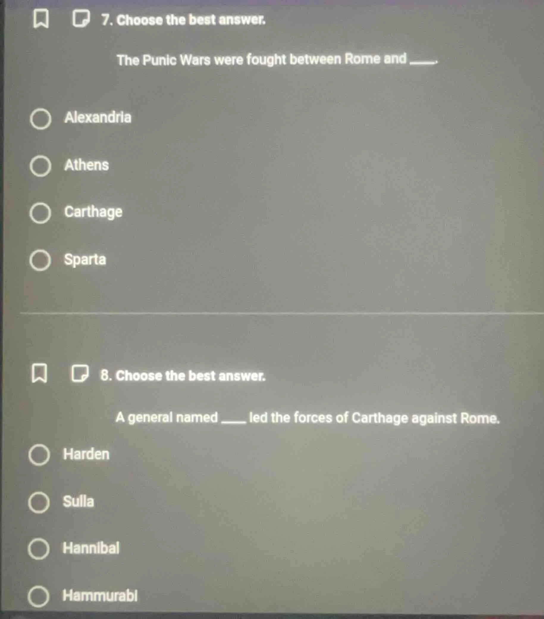 7. choose the best answer. the punic wars were fought between rome and …