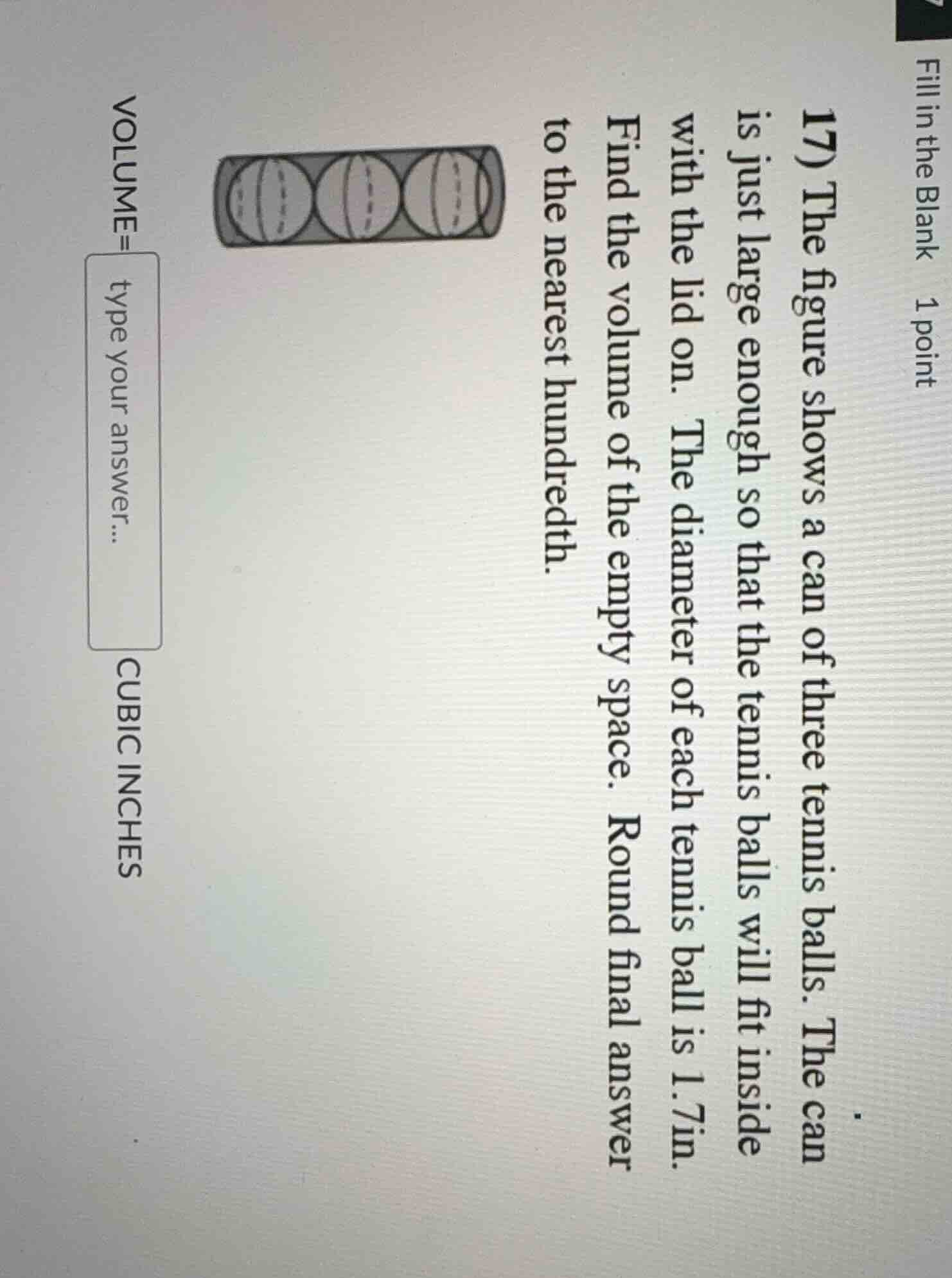 17) the figure shows a can of three tennis balls. the can is just large…