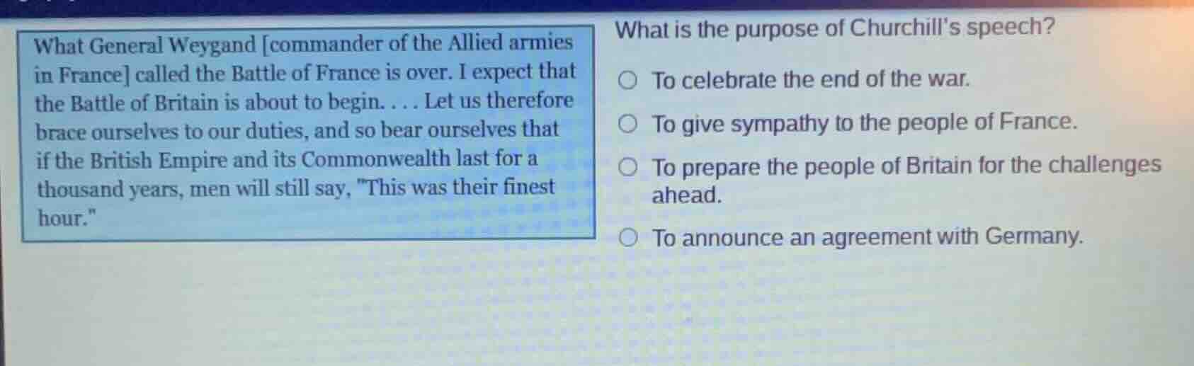 what general weygand commander of the allied armies in france called th…