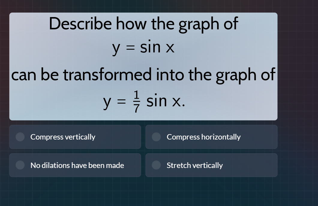 describe how the graph of y = sin x can be transformed into the graph o…