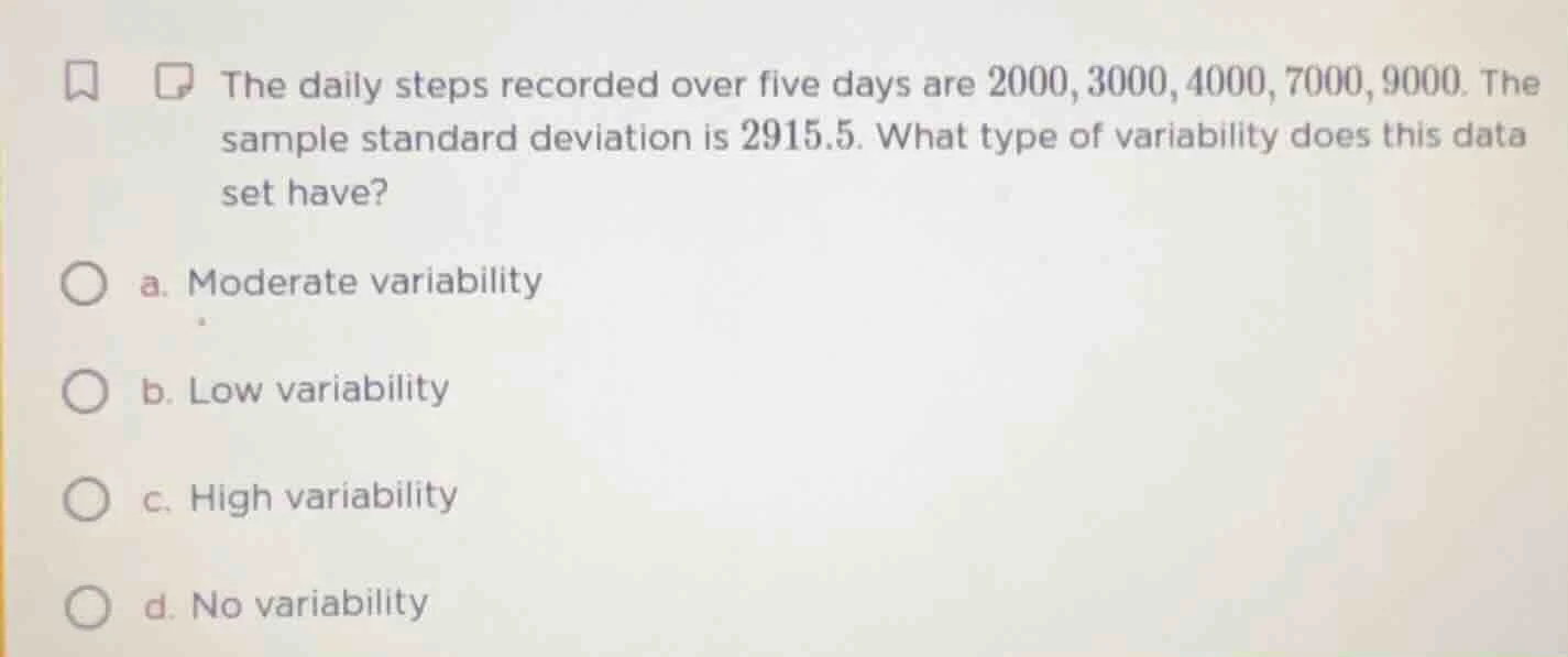 the daily steps recorded over five days are 2000, 3000, 4000, 7000, 900…