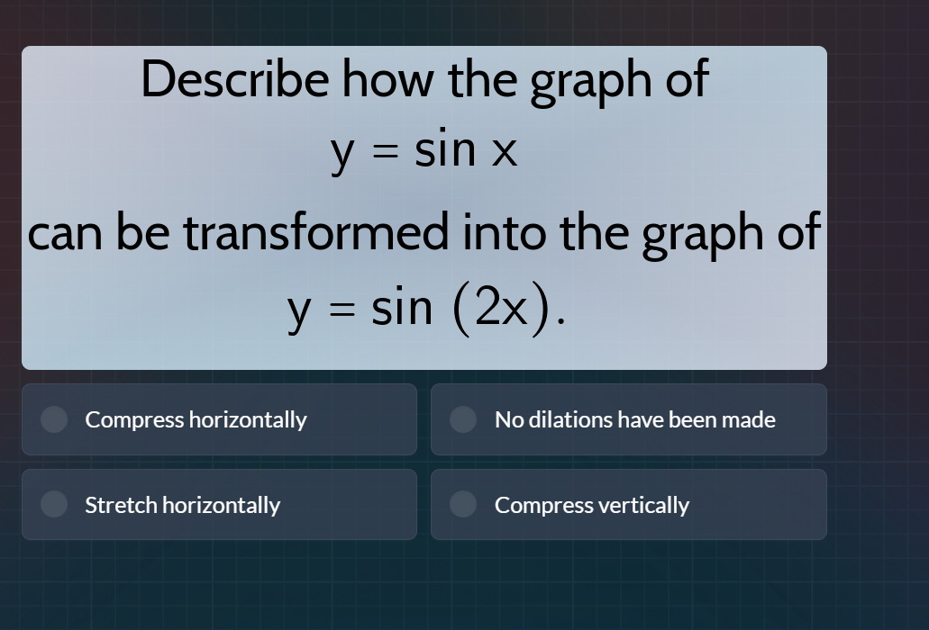describe how the graph of y = sin x can be transformed into the graph o…