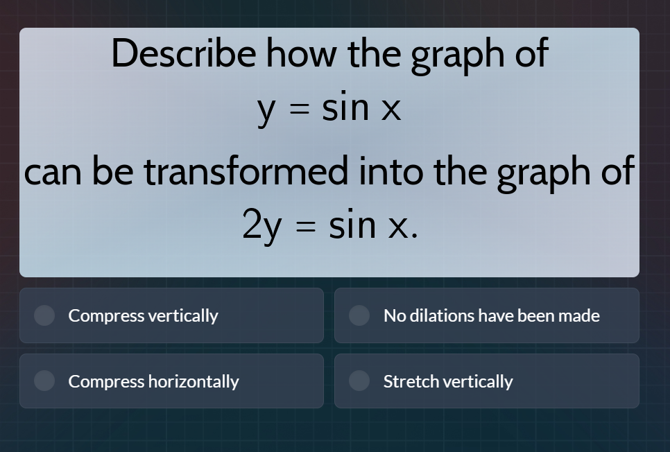 describe how the graph of y = sin x can be transformed into the graph o…