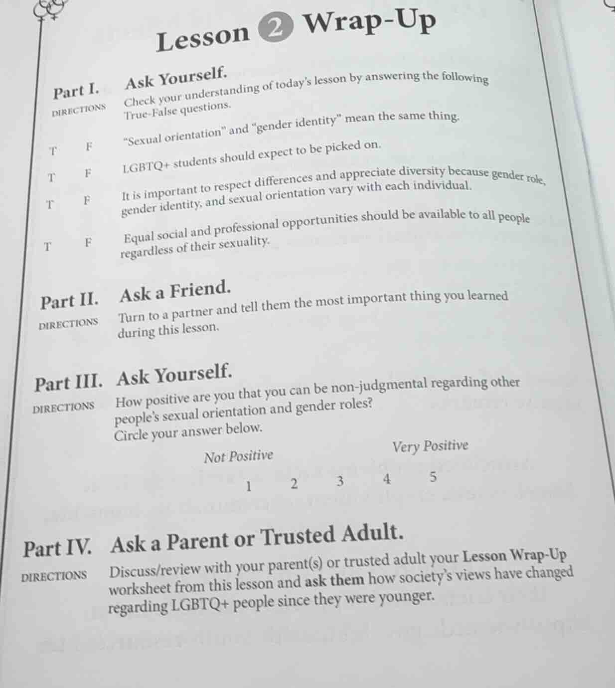 lesson 2 wrap-up part i. ask yourself. directions check your understand…