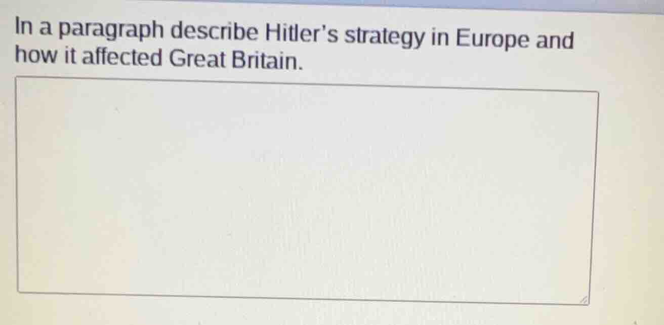 in a paragraph describe hitler’s strategy in europe and how it affected…