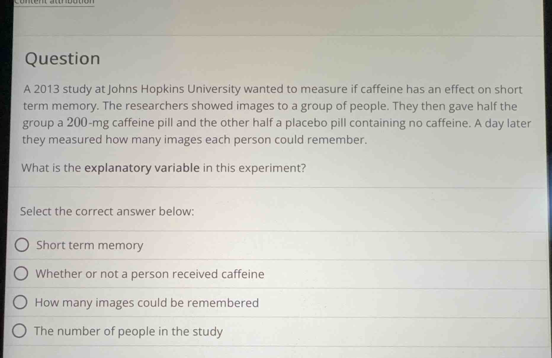 question a 2013 study at johns hopkins university wanted to measure if …