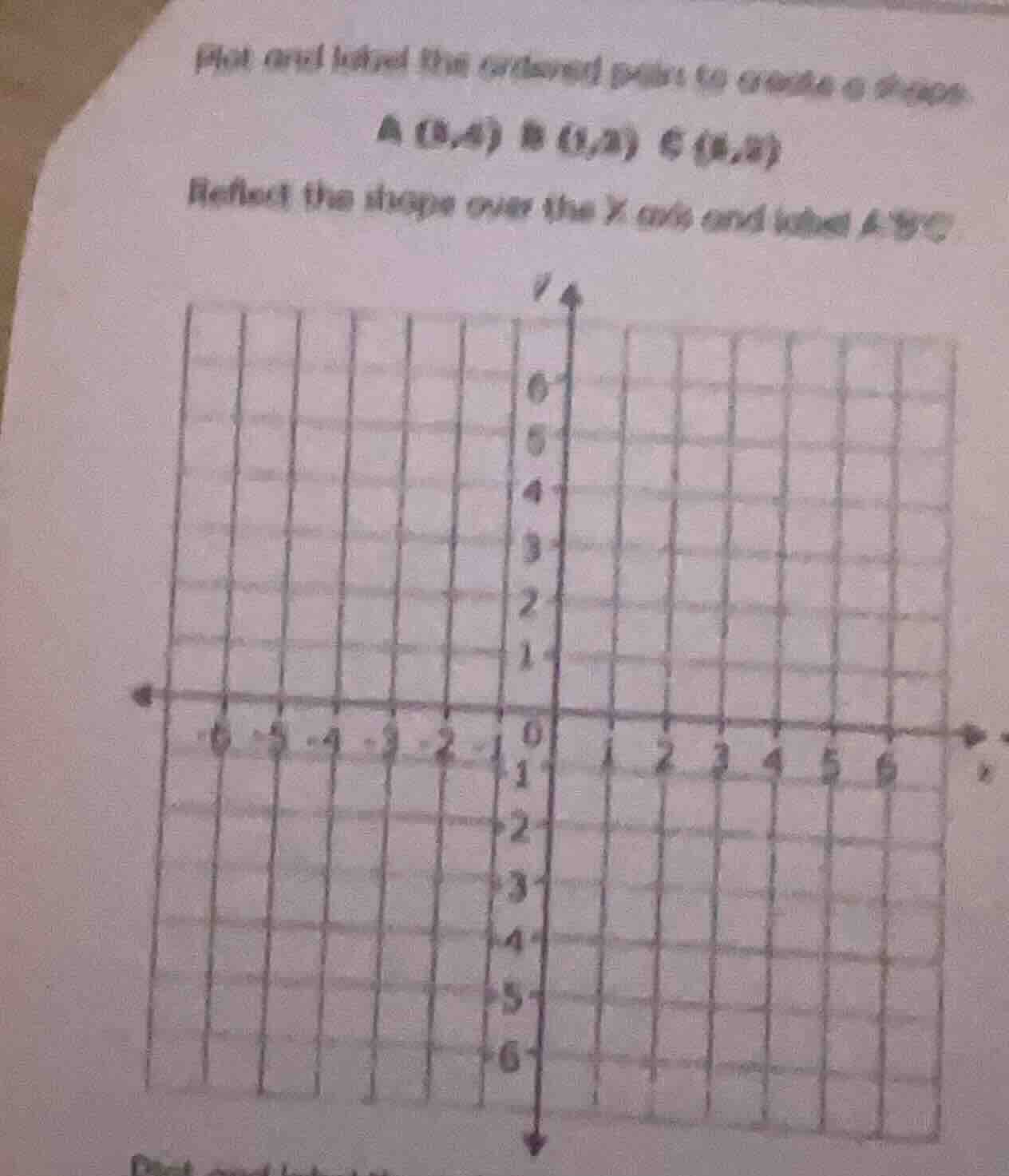 plot and label the ordered pairs to create a shape: a (3,4) b (1,2) c (…