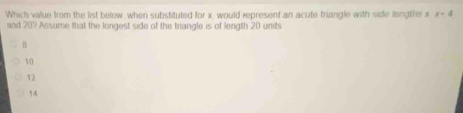 which value from the list below when substituted for x, would represent…