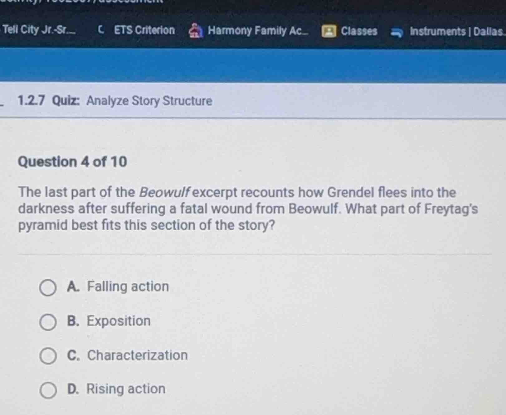 1.2.7 quiz: analyze story structure question 4 of 10 the last part of t…
