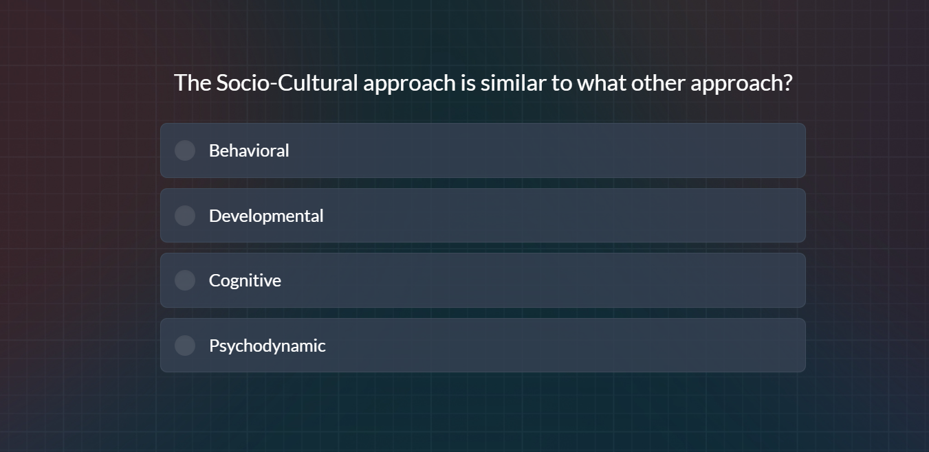 the socio - cultural approach is similar to what other approach? behavi…