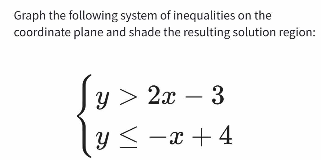 graph the following system of inequalities on the coordinate plane and …
