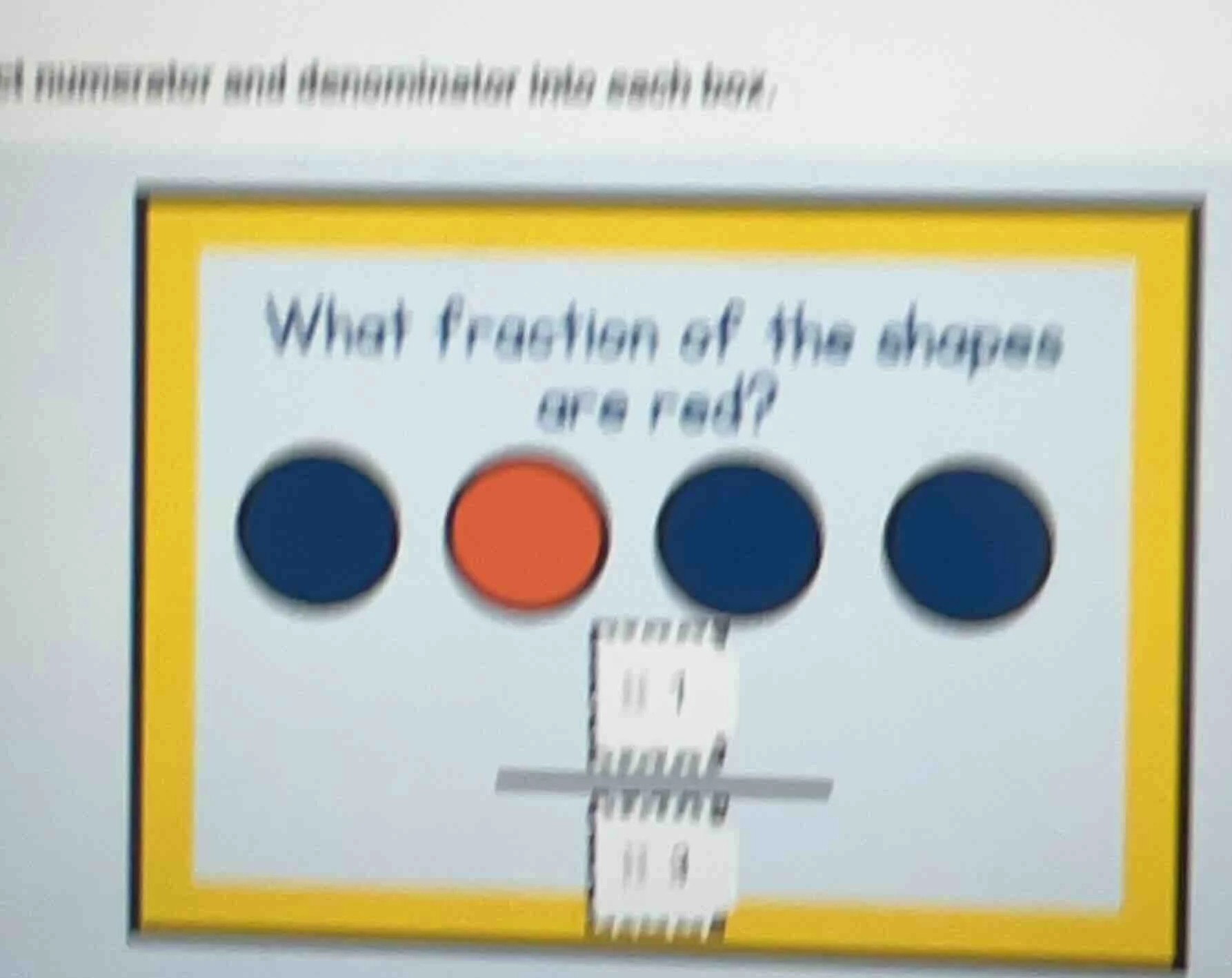 what fraction of the shapes are red? there are four oval - shaped figur…