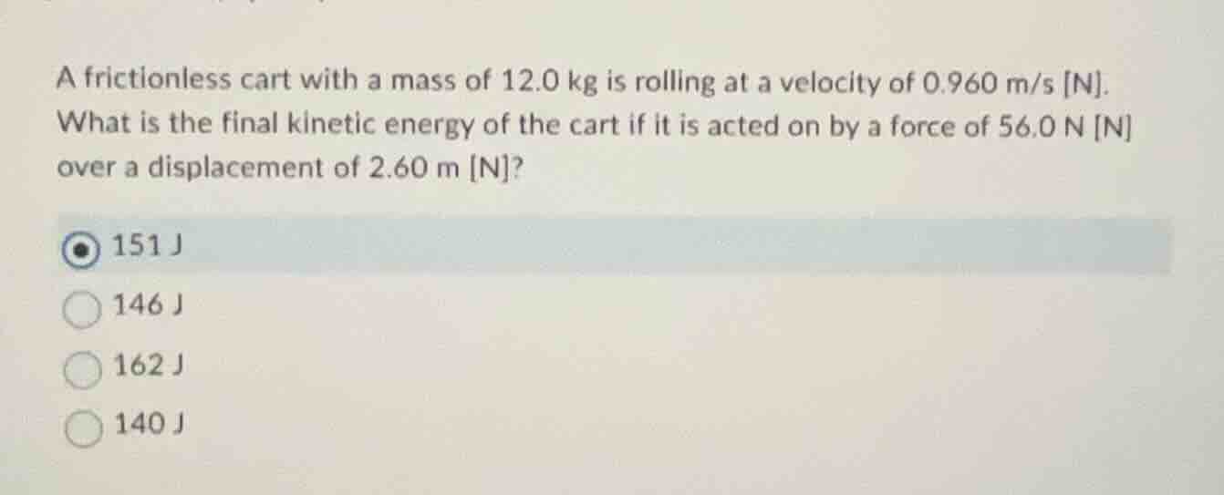 a frictionless cart with a mass of 12.0 kg is rolling at a velocity of …
